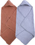 Cottonsong Newborn Hooded Towels 2-Pack, 100% Cotton Plain Weave Muslin Baby Bath Towels,