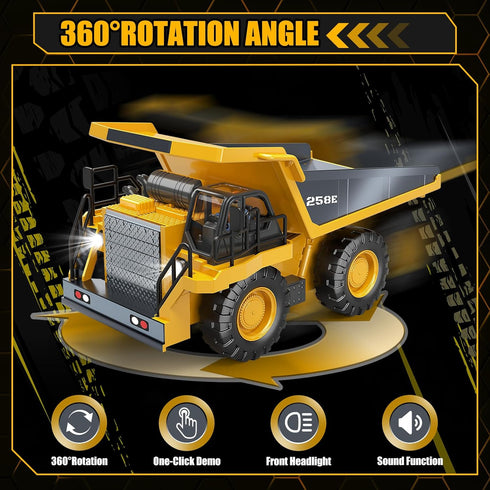 BEWEAI 9CH 2.4Ghz 2 3-12 RC Dump Truck Toy for Boys, Remote Control Play Truck Construction Vehicles, Electric Trucks