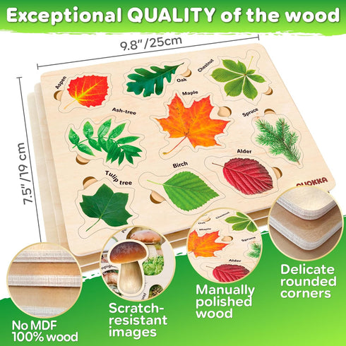 2-4 3X Set 3-5 12-18 3-5 QUOKKA Wooden Puzzles for Toddlers Montessori Toys Puzzles for Kids Ages Wood Educational Baby