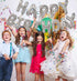 KALOR 16 Inch Silver Happy Birthday Balloons Banner, Mylar Foil Letters Sign, Reusable Party Supplies for Men, Women,