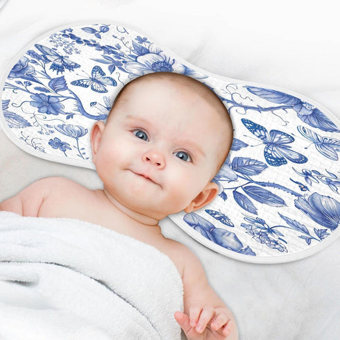 YETTASBIN Blue Flower Muslin Baby Burp Cloth, Super Soft Absorbent Cotton Burp Rag Baby Bibs Feeding Cloth for Newborn