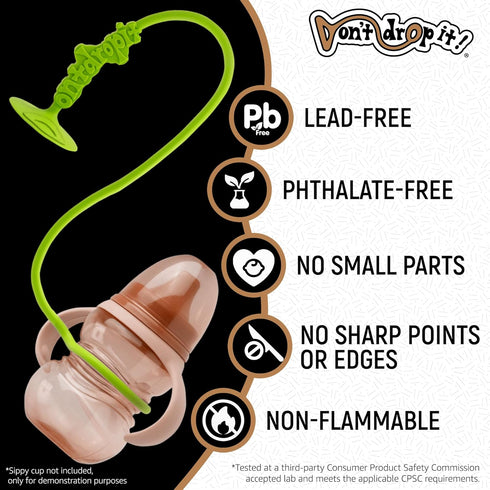 Dont Drop It Don't Drop It Silicone Suction Cup Strap Tether - Keep Cups, Bottles, Toys, and More from Hitting The