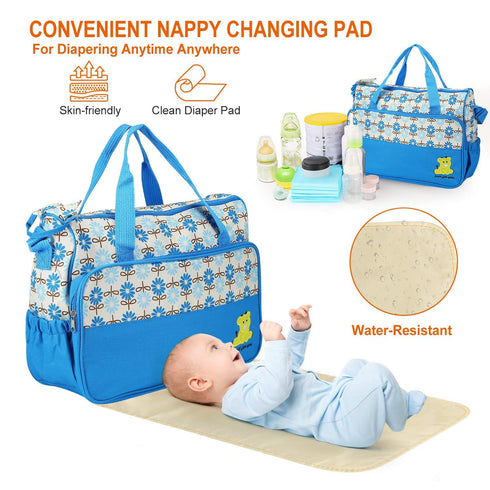 Set, 5PCS Moclever Diaper Bag Tote Baby Bags for Mom and Dad Large Maternity Travel Bag with Insulated Bottle Holder