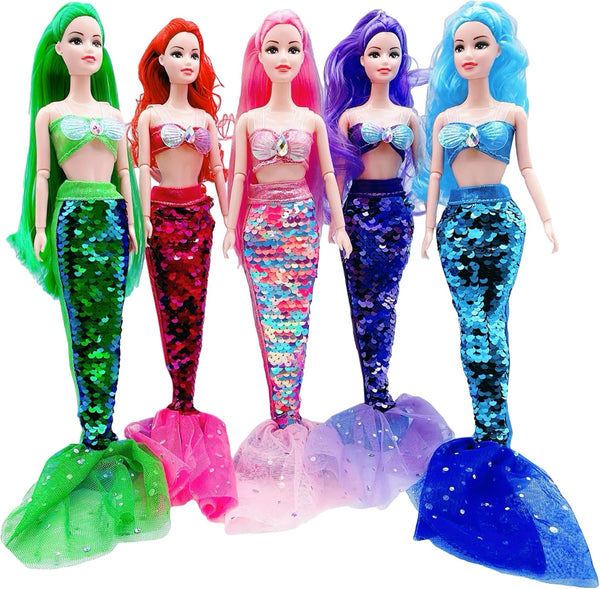 UNICORN ELEMENT 5 Pcs Mermaid Tail Clothes for 11.5 Inch Girl Doll, Summer Dress Swimsuit, NO DOLL Included