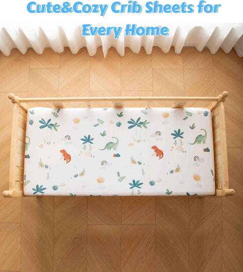 Girls,52x28x8, 2 Pack, SDY Jersey Dinosaur Crib Sheets for Baby Boys and Cute Kawaii Standard Oval/Retangle Fitted Crib