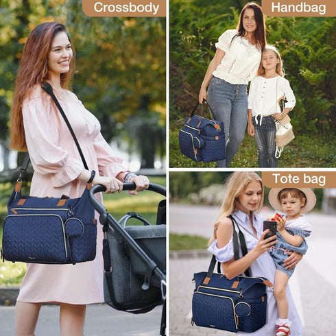 Diaper Bag Tote, Large Baby Diaper Bags Waterproof, Hospital Bag for Labor Delivery with Pacifier Case, Changing Pad