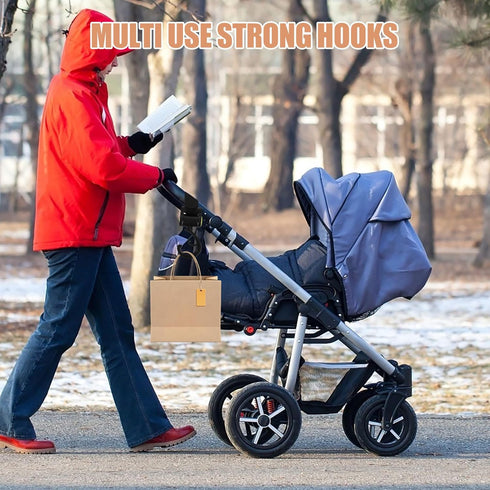 HOODANCOS 2pcs Universal Stroller Hooks for Hanging Bags, Stroller Accessory Clips with Strong Grip, Multipurpose