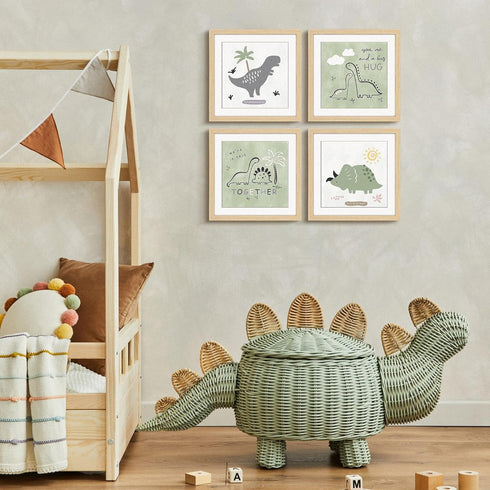 4 Pack 10x10 Inch Set ArtbyHannah Framed Nursery Wall Decor, Framed Baby Wall Art, Woodland Animals Prints for Kids