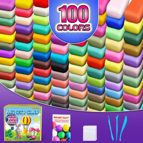 100 Air Dry Clay Colors, Modeling Clay for Kids, DIY Molding Magic Clay, Gift for Kids