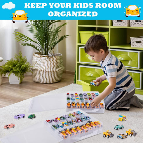 2 Pack Toy Storage Container and Organizer Case with 48 Compartments, Small Toy Organizer Cars Carrying Case Compatible