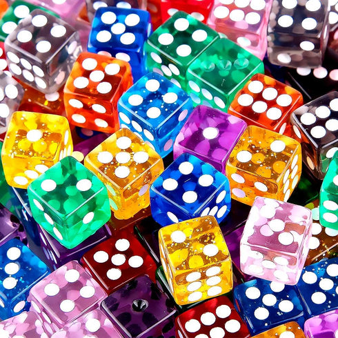 AUSTOR 100 Pieces Dice Set, 12mm Game Dice, Translucent Colors for Tenzi, Farkle, Yahtzee