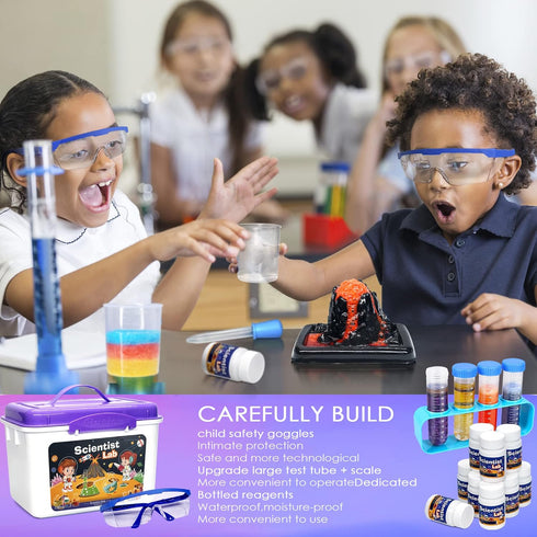 Educational Science Kit for Kids, 56 Experiments, 70+ PCS DIY STEM Projects, Lab Coat Included