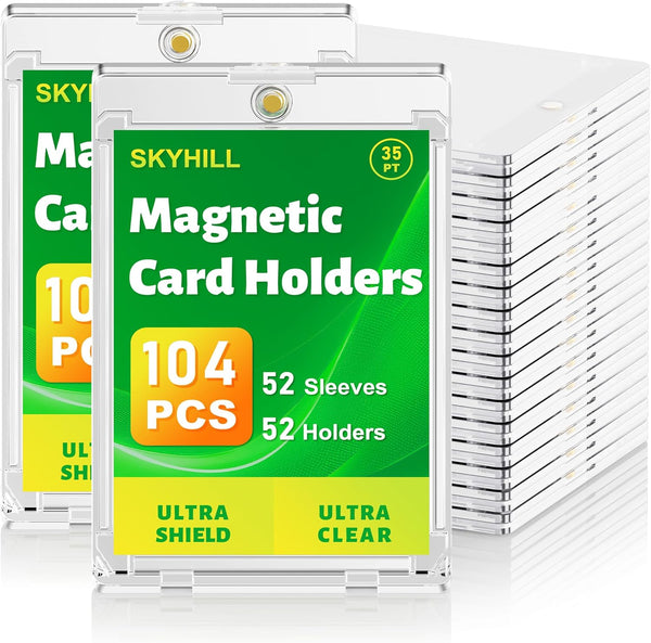 Skyhill 52ct Magnetic Card Holders, 35pt Acrylic One Touch Card Holder with