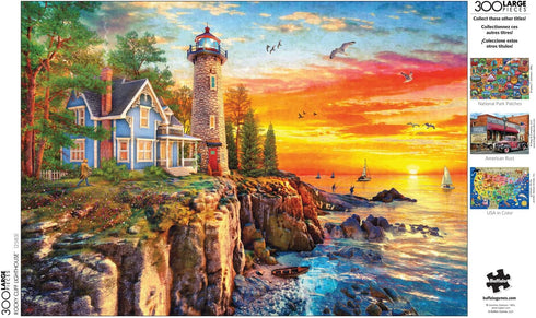 Buffalo Games - Dominic Davison - Rocky Cliff Lighthouse - 300 Piece Jigsaw Puzzle for Families