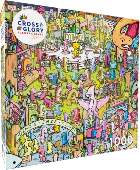 Jurassic Jive: A Night of Dino Jazz - 1000 Piece Puzzle by Cross & Glory, Eco-Friendly Prehistoric Theme