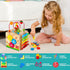 8-in-1 Pack Packaging HELLOWOOD Wooden Activity Cube for Kids, Sorting & Stacking Toys Shape Match Xylophone Montessori