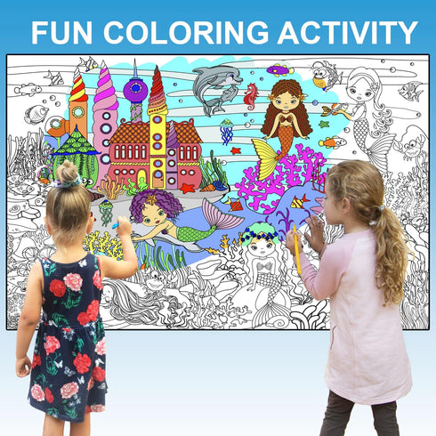 ALEX Art 38.5x26.7 , Giant Coloring Poster - Mermaid Large Wall Coloring Pages - Fun Kids Art Project Activities