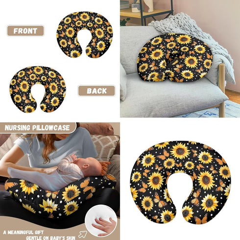 Sarogrorin 2PCS Sunflower Butterfly Baby Car Seat Cover Stretchy Carrier Covers for Stroller/Shopping Cart Nursing