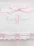 Set 2 Cotton & Lace Baby Girl Burp Cloth of ( Heirloom Collection ) Pink Bows + Option to Personalize with Name
