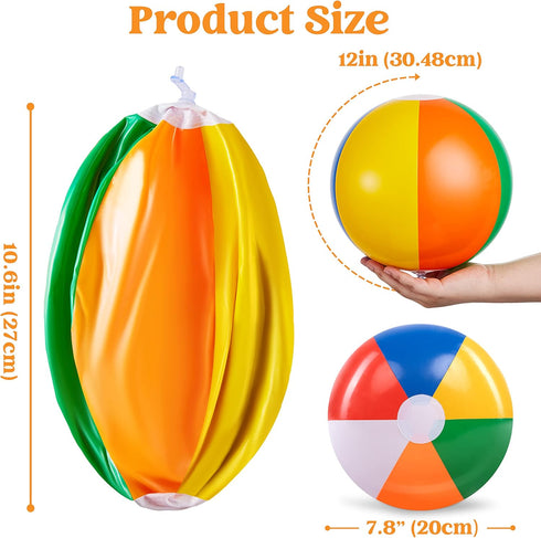 JOYIN 12 Pack Rainbow Beach Balls, 12'' Inflatable Swimming Pool Toys for Summer Water Games and Birthday Parties