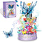 louyebh Flowers Music Box Building Block Set with Light, Botanical Collection Mini Brick