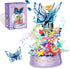 louyebh Flowers Music Box Building Block Set with Light, Botanical Collection Mini Brick