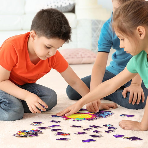 Glow in The Dark 100 Piece Galaxy Puzzle for Kids - Space Jigsaw Toys for Boys & Girls Ages 6-8