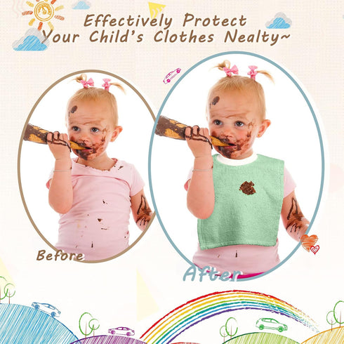 6 Foaincore Pcs Pullover Baby Bibs Cotton Terry Toddler Absorbent Infant for Feeding and Drooling Towel Bib (Fresh
