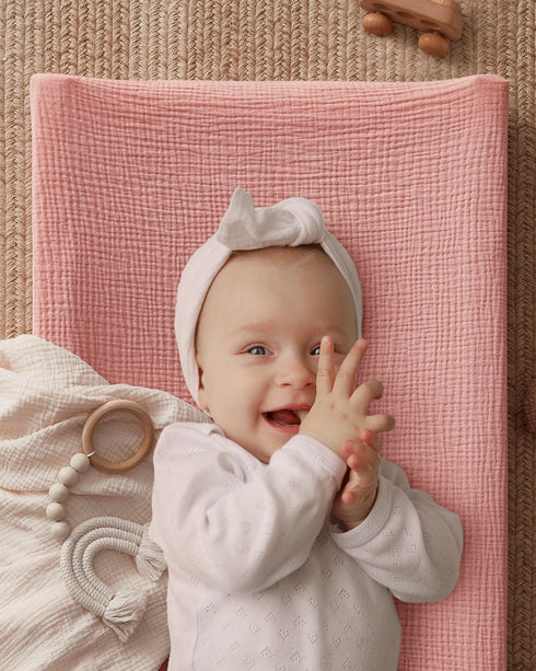 2Pack Blissful Diary Muslin Changing Pad Cover for Baby Girls, Ultra Soft Breathable Cotton, Baby Diaper Change Table