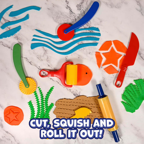 READY 2 LEARN Dough Tools Set of 6 - Playdough Tool Set for Toddler Crafts, Roll, Cut, Mold, and Flatten