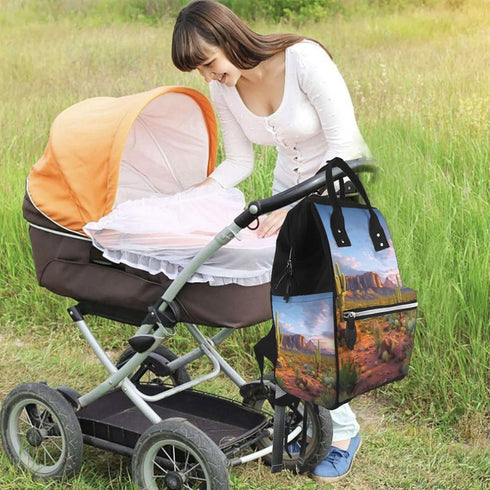 HCBPWVQA Backpack Daypacks Backpack Mommy Cactus Landscape Diaper Bag with Changing Pad and Pacifier Holder