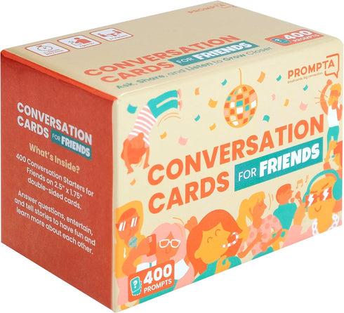 400 Conversation Cards for Friends, Get To Know You Game with Funny Icebreaker Questions for Teens and Adults