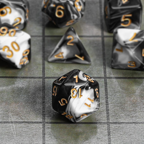 CiaraQ DND Polyhedral Dice Set - Black Dice Bag for D&D RPG MTG Role Playing Table Games