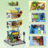 Set 3-Story 1580PCS Sunflower House Building with LED Light, Japanese Street View House Blocks, Creator Architecture