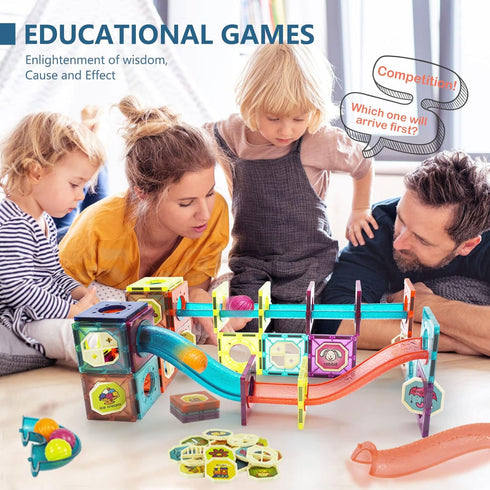 LTKFFFdp Magnetic Building Blocks - STEM Educational Toys for Kids Ages 4-12, Ball Track and 3D Stacking Set