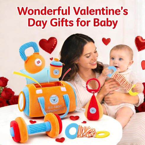 JoySpark Toys 3-6-12 Set 6 Baby Toys Months Sensory Toy for Babies Workout Dumbbell Weights Toy