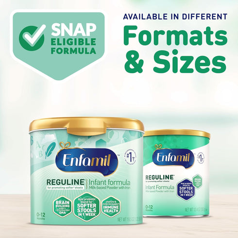 Enfamil Reguline Baby Formula, Milk-Based Infant Nutrition, 19.5 Oz, Dual Prebiotics for Soft Stools, Omega-3 DHA for