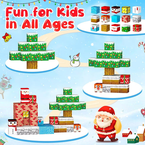 3 4 5 6 7 8 9 10 Set Magnetic Blocks Building Toys for Kids: Build Mine Christmas Magnet World for Boys Girls Ages