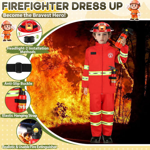 IVENRXIU 4 1 Set-Police 3-8, Toddler Dress Up Clothes, Kids Role Play Costumes In Doctor Fireman Engineer for Kids Boys