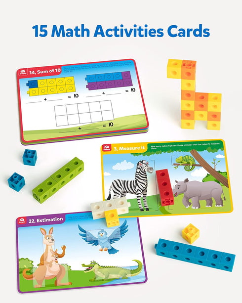 Coogam Math Cubes, Number Counting Blocks with Activity Snap Linking Cube, Math Construction Toy Gift for Preschool
