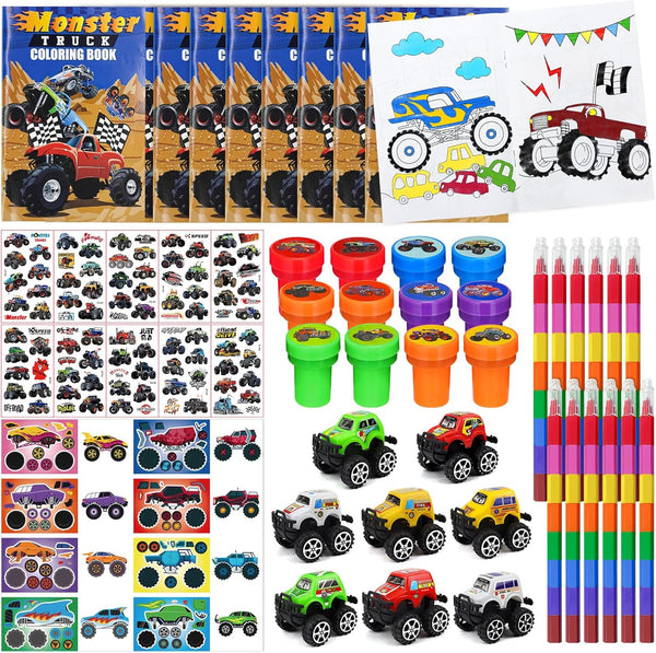 Cinrobiye 72 Pcs Monster Truck Party Favors Bulk, Truck Car Coloring Books