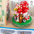 Set, 645PCS 14+ Vziimo Mushroom House Building Creative Mushroom Flower House Model Kits with Dust Cover, Micro Bricks