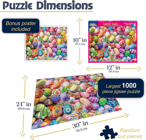 1000 24"x30" White Mountain Piece Jigsaw Puzzle Easter Holiday Collage Puzzles with Large Pieces Gift for Adults