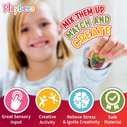 Mini Putty with Glitter, 48 Pack Neon Color Sludge, Educational Fidget Toy for Stress Relief and Party Favors