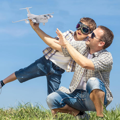 Air Force Diecast Plane Toy, Grey Metal Military Model Airplane with Lights & Sounds, Play Vehicle for Kids