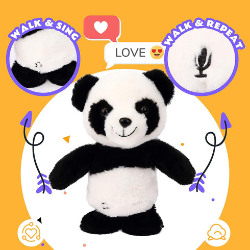 Easfan Talking Panda, Electric Walking Singing Stuffed Animal, Interactive Plush Toy for Kids Birthday Gift