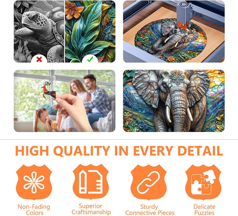 '-16.5 16.5in -451 Wooden Puzzles for Adults, Forest Elephant Wooden Jigsaw Puzzle for Adults, Wood Puzzles Adult