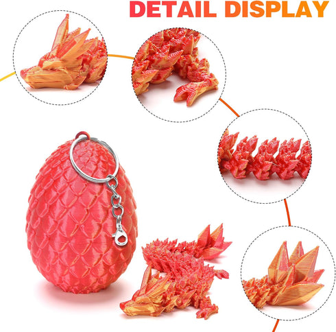 bgezxuy 3D 3D (4pcs-withkeychain) Mini Printed Dragon Eggs with Dragon Inside, Articulated Crystal Dragons Printed