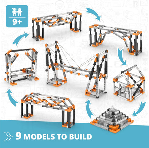 Engino STEM Toys - Buildings & Bridges Construction Toys for Kids 9+ - Educational Gifts for Boys & Girls (9 Model