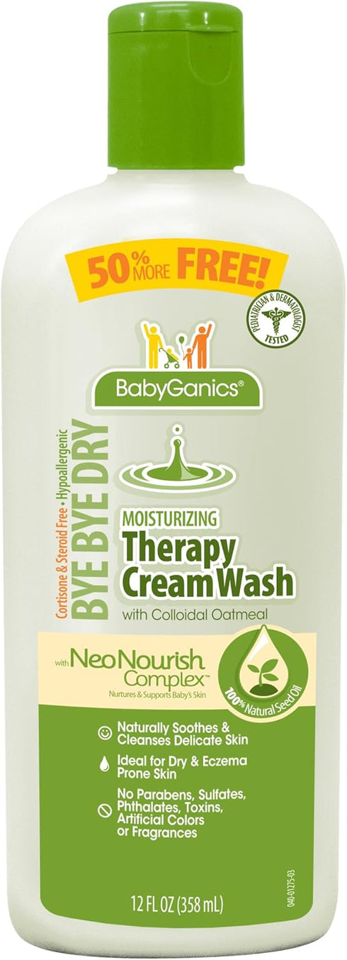 BabyGanics Bye Bye Dry Moisturizing Therapy Wash - 8 Fluid Ounce (Pack of 2)